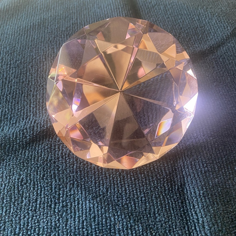 Faceted Pink Diamond Shaped Paperweight